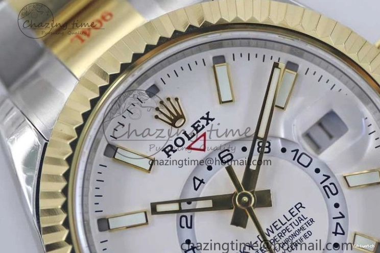 YG Asian SS Dial Edition Sky-Dweller Best 23J to 904L 1:1 Noob White on Bracelet 9001 SS YG 0301